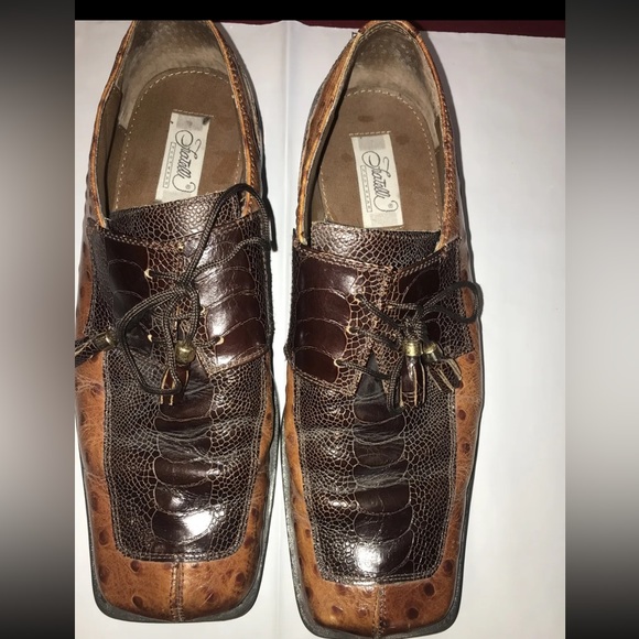 Fratelli leather loafers TAN BROWN SHOES mens 9M Leather SQUARE Toe Animal Print - Picture 8 of 13